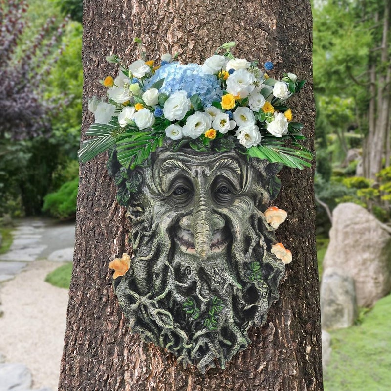 BEXLEYBAY Tree Face Garden Statues Outdoor Decorations, Whimsical Old Man Face for Tree Huggers Sculptures Flower Pot Garden Decorations Yard Art, 9" x 6.5" x 3.5" - Image 5
